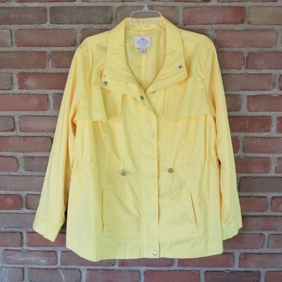 St. John's Bay Jackets & Blazers - St. Johns Bay Women's 1X Plus Canary Yellow Utility Jacket Lightweight Spring